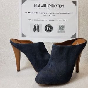 Yves Saint Laurent Blue Denim Mule